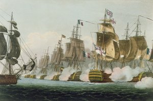 La bataille de Trafalgar, 21 octobre 1805, gravée par Thomas Sutherland pour 